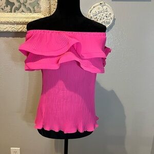 Lulumari hot pink ruffle off the shoulder top